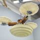 1940s Czechoslovak Art Deco Chandelier in Walnut Chrome and Glass