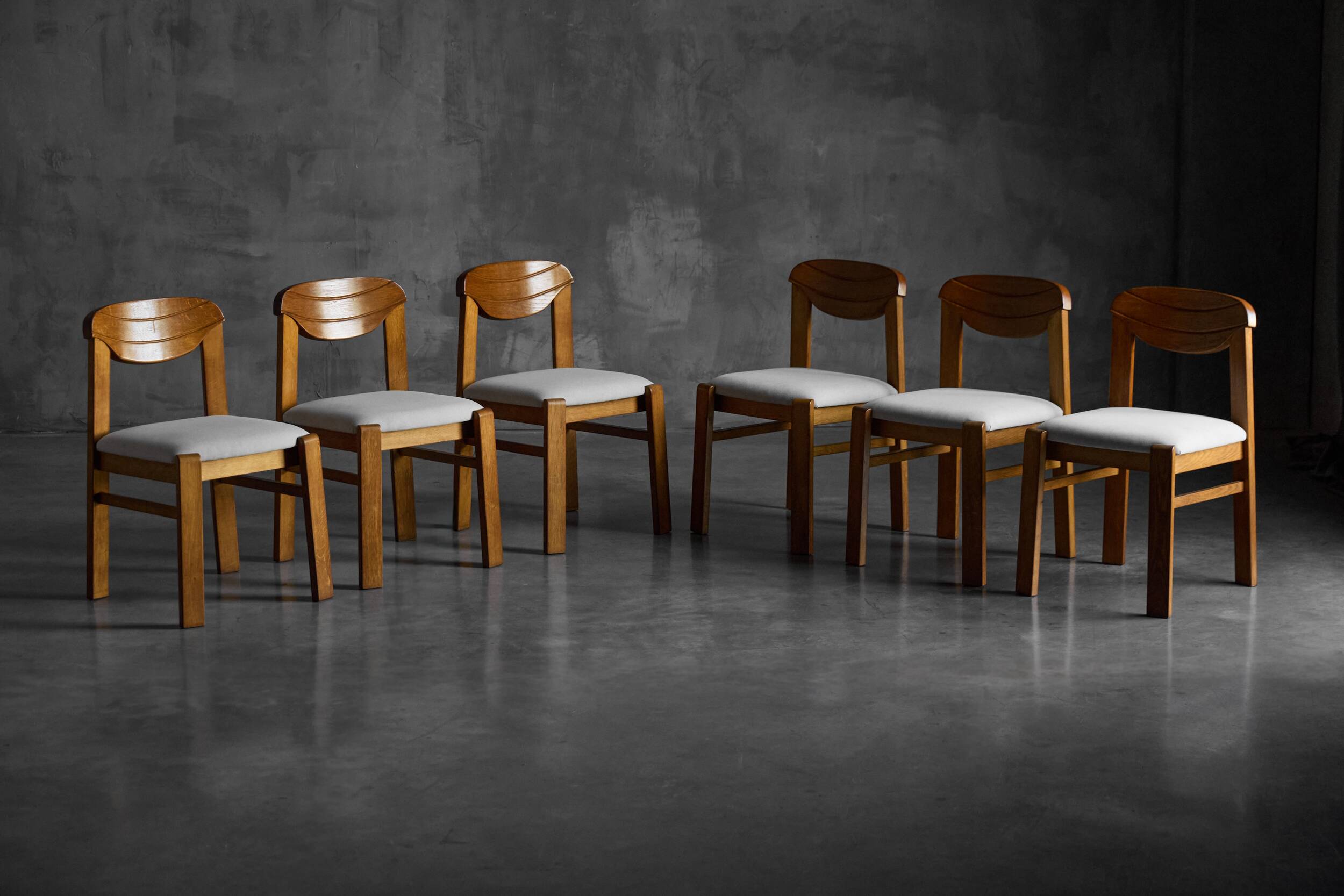 Brutalist dining chairs, France, 1960s