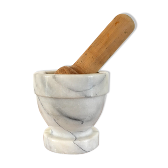 Marble mortar and wooden pestle