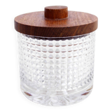 Vintage glass and teak candy box