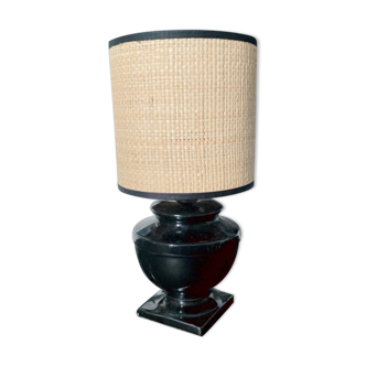 Black ceramic table lamp and fiber