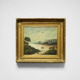 Tableau "Le pont de chemin de fer", ML Daguerry 1888.