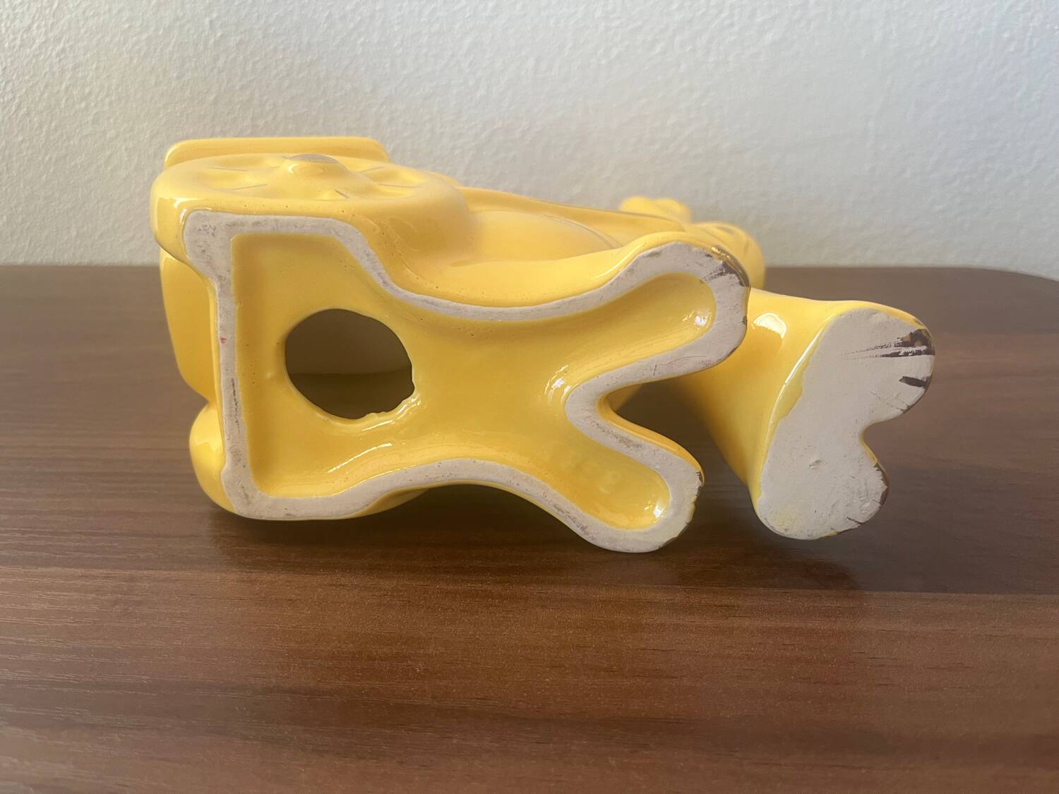 Figurine, vintage yellow ceramic donkey