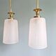 Pair of Mid Century Pendant Lights in Brass and Clear Crackle Glass, 1950s