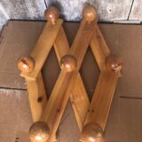 Old Extensible Wall Coat Rack x7 Vintage Wooden Ball Hooks #A704