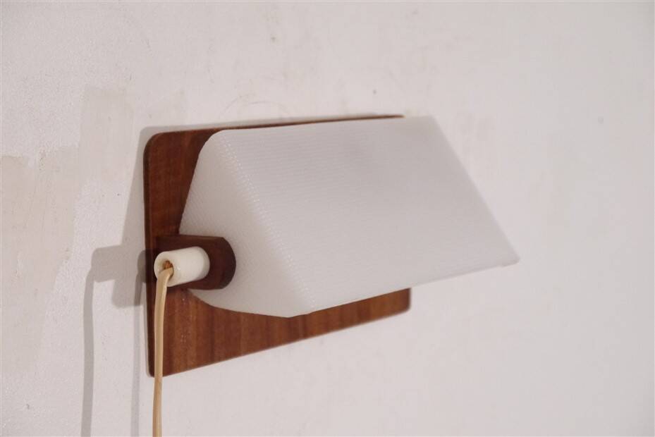 Applique vintage scandinave en teck et plexi 1970