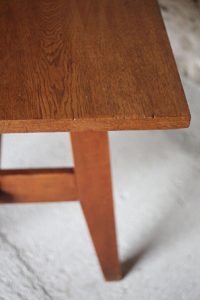 Table René Gabriel, table bois vintage, table à manger, table salon, table de repas, cuisine, 40's