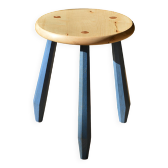 Low Maple / Elm Stool (blue)