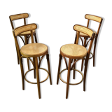 Set of 04 high stools canned bentwood
