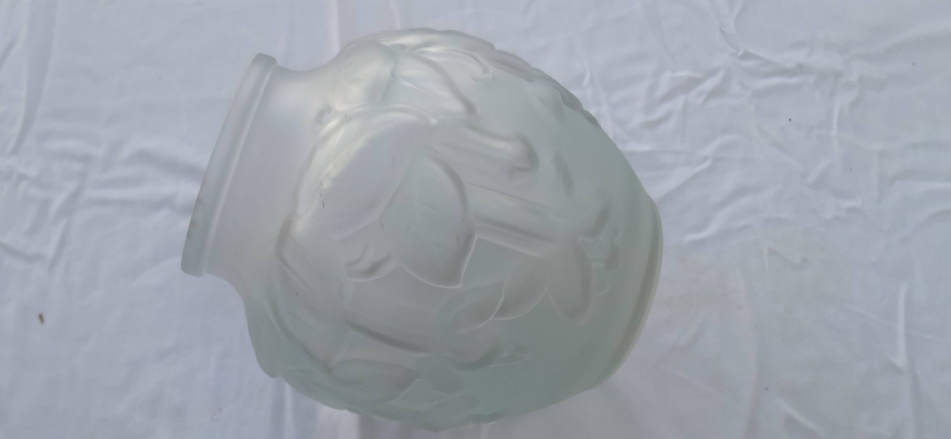 Ball vase with relief flower decoration, frosted glass