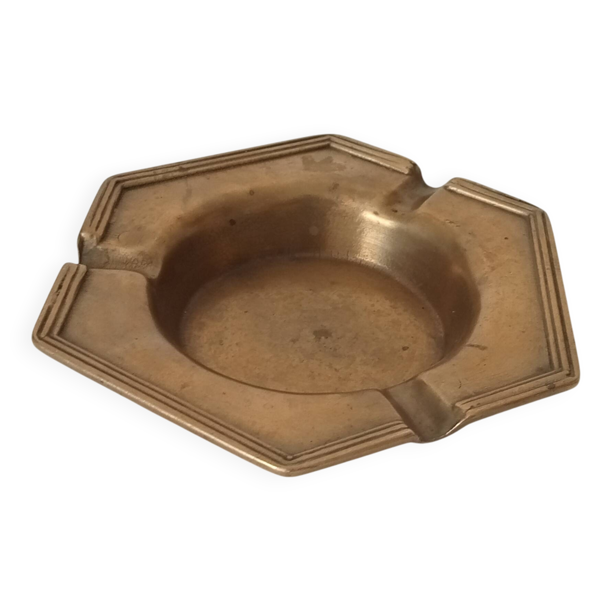 Antique ashtray in solid gilded brass