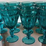 Set of 12 blue stemmed glasses