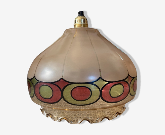 Suspension vintage en verre années 70