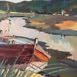 Barge on the river bank