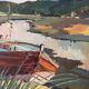 Barge on the river bank