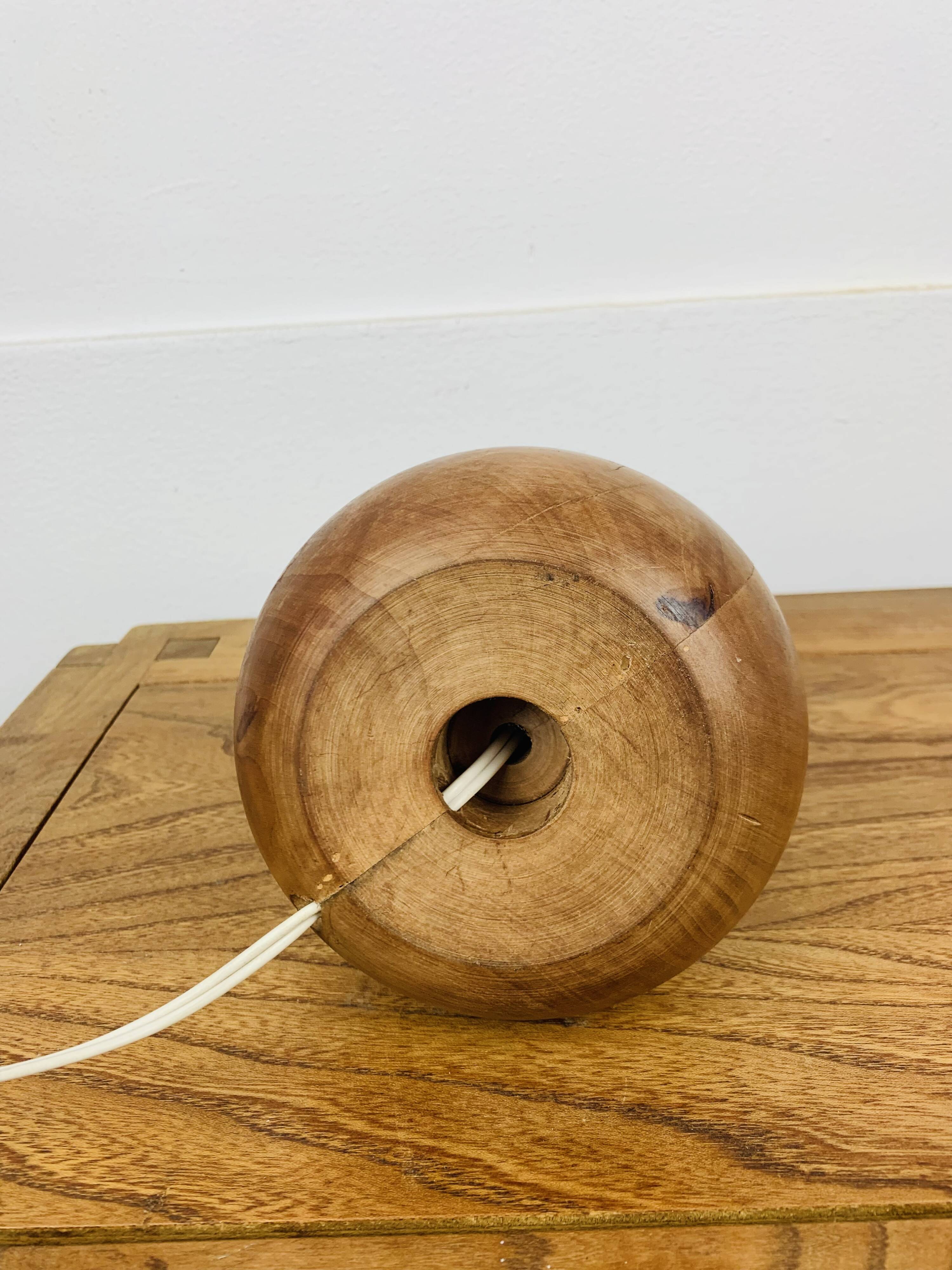 Wooden ball lamp with wool lampshade, 1960s