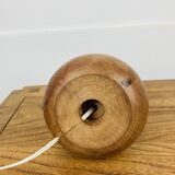 Wooden ball lamp with wool lampshade, 1960s