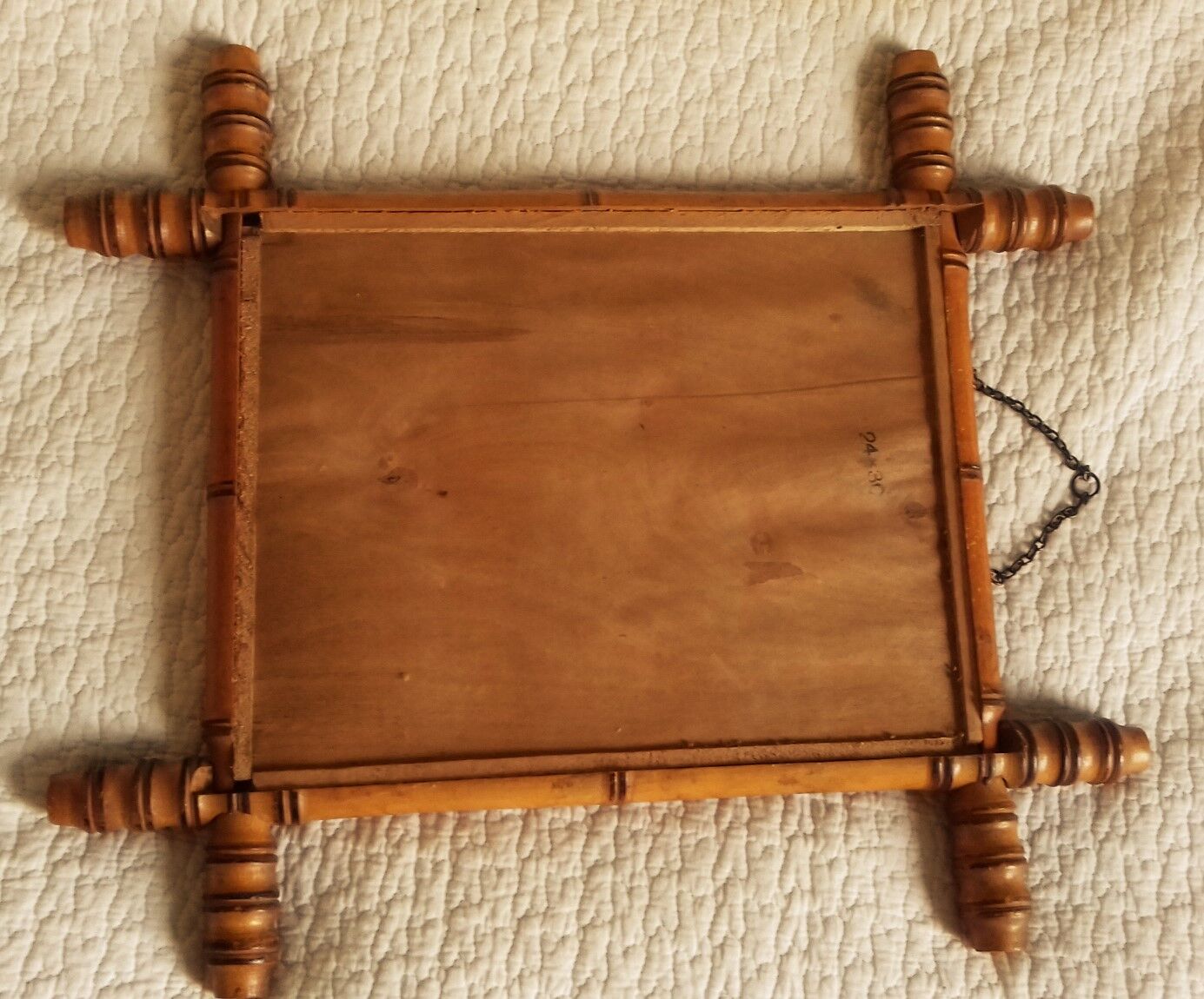 Vintage mirror turned bamboo wood chain years 30/50 - 40x46cm