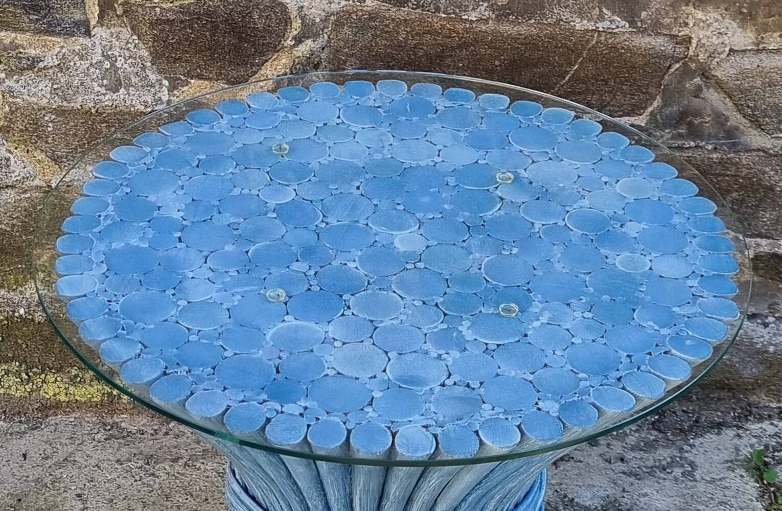 Retro "Wheat Sheaf" coffee table by McGuire America, modernist, 60s/70s.