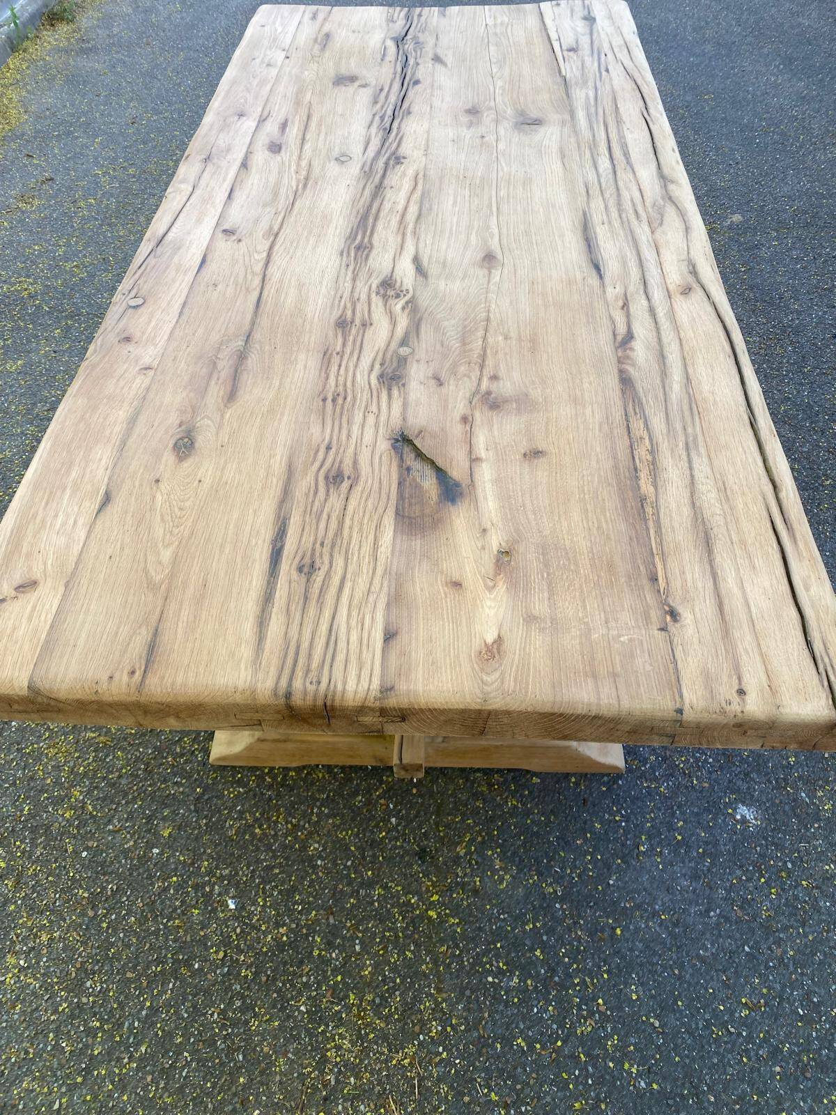 Table à manger de monastère rénovée en chêne massif du 18ème 200cm