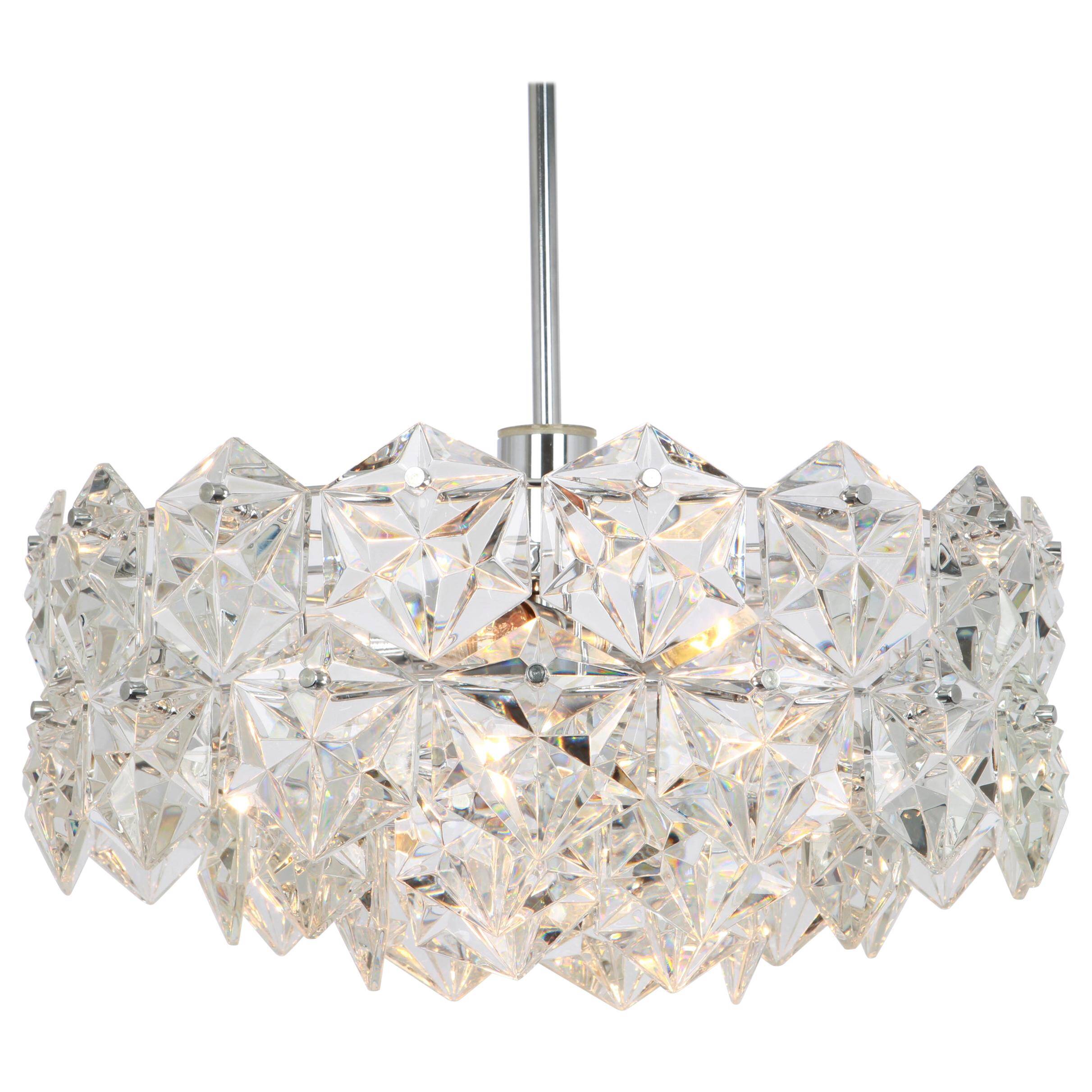 Kinkeldey suspension in chrome and crystal glass, Germany, 1970s.