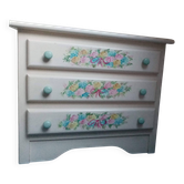 Children's room chest of drawers. Floral pattern by artist Sylvie Karle Marquet.