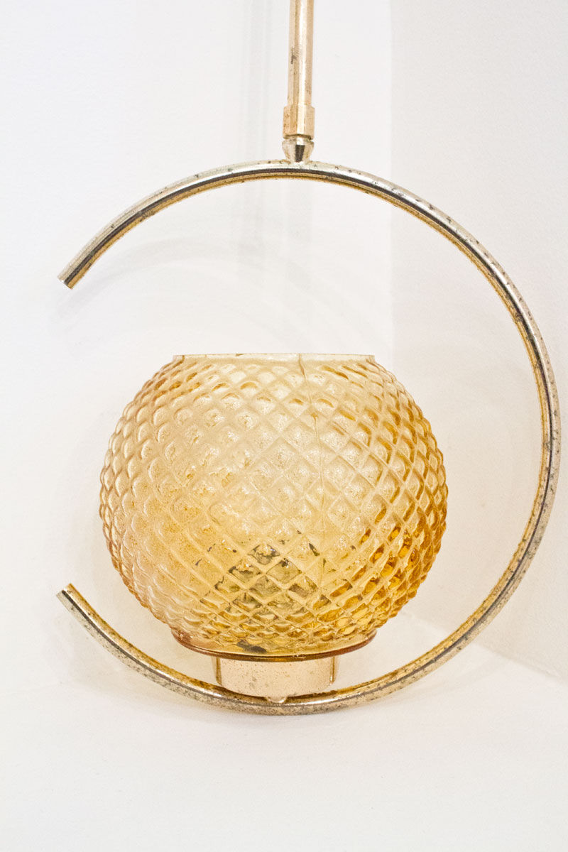 Hanging lamp brass and glass