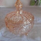 Pink glass bonbonnière or sugar bowl