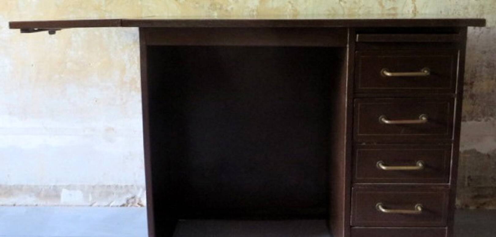 Petit bureau en métal avec rallonge par Roneo, France 1920