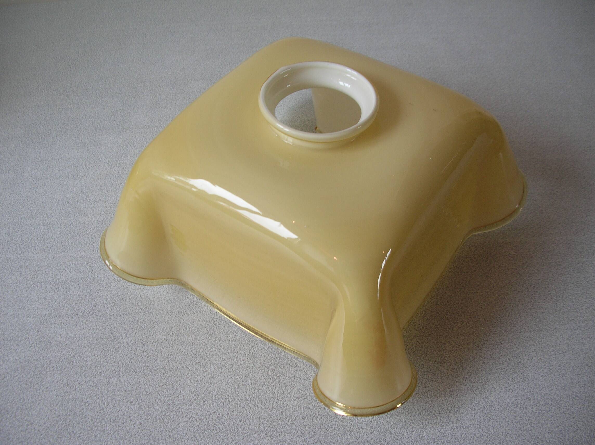 Old globe lampshade pendant in white caramel glass vintage decorative light fixture