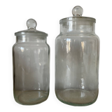 Set of 2 large glass jars