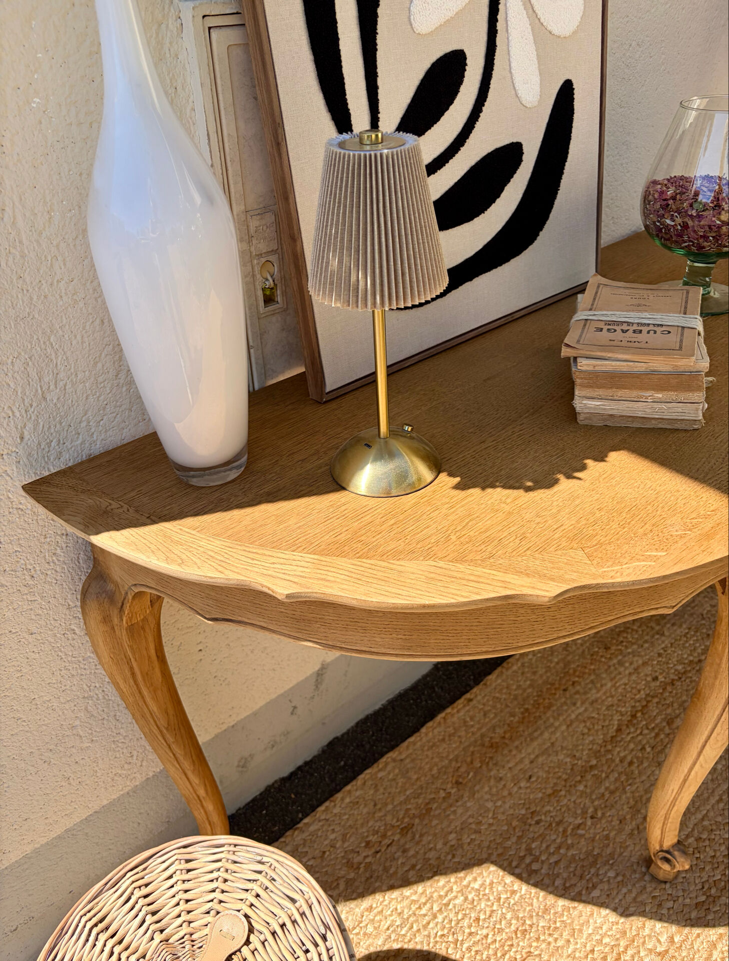 Golden oak console
