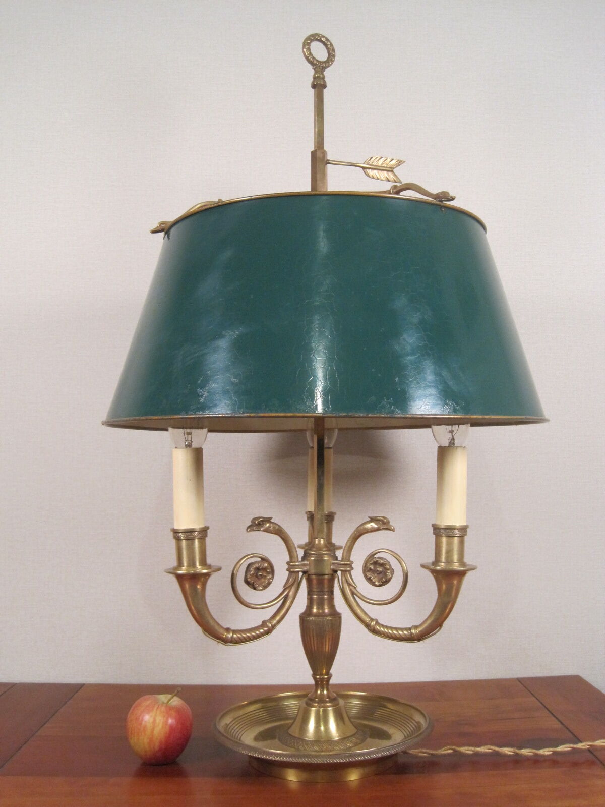 Lampe bouillotte aux aigles XIX ème style Empire en bronze à 3 bras de lumière