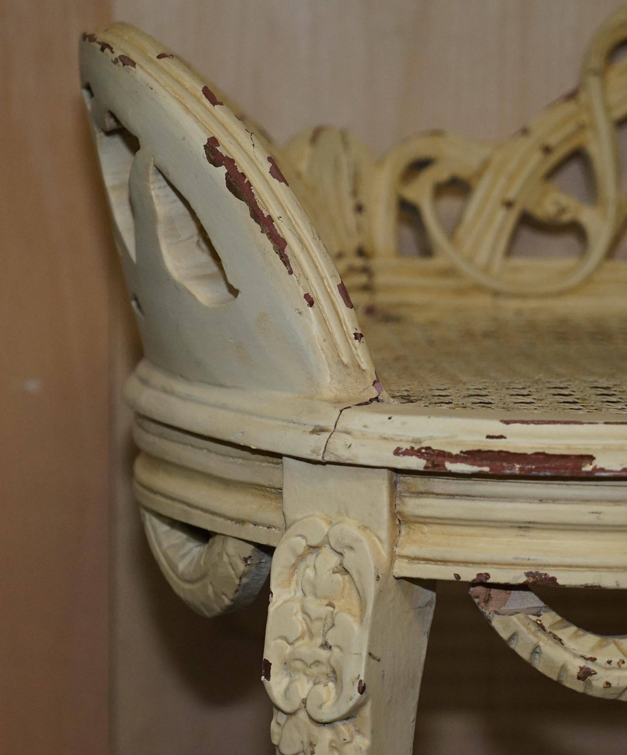Antique French bergère window bench shabby chic