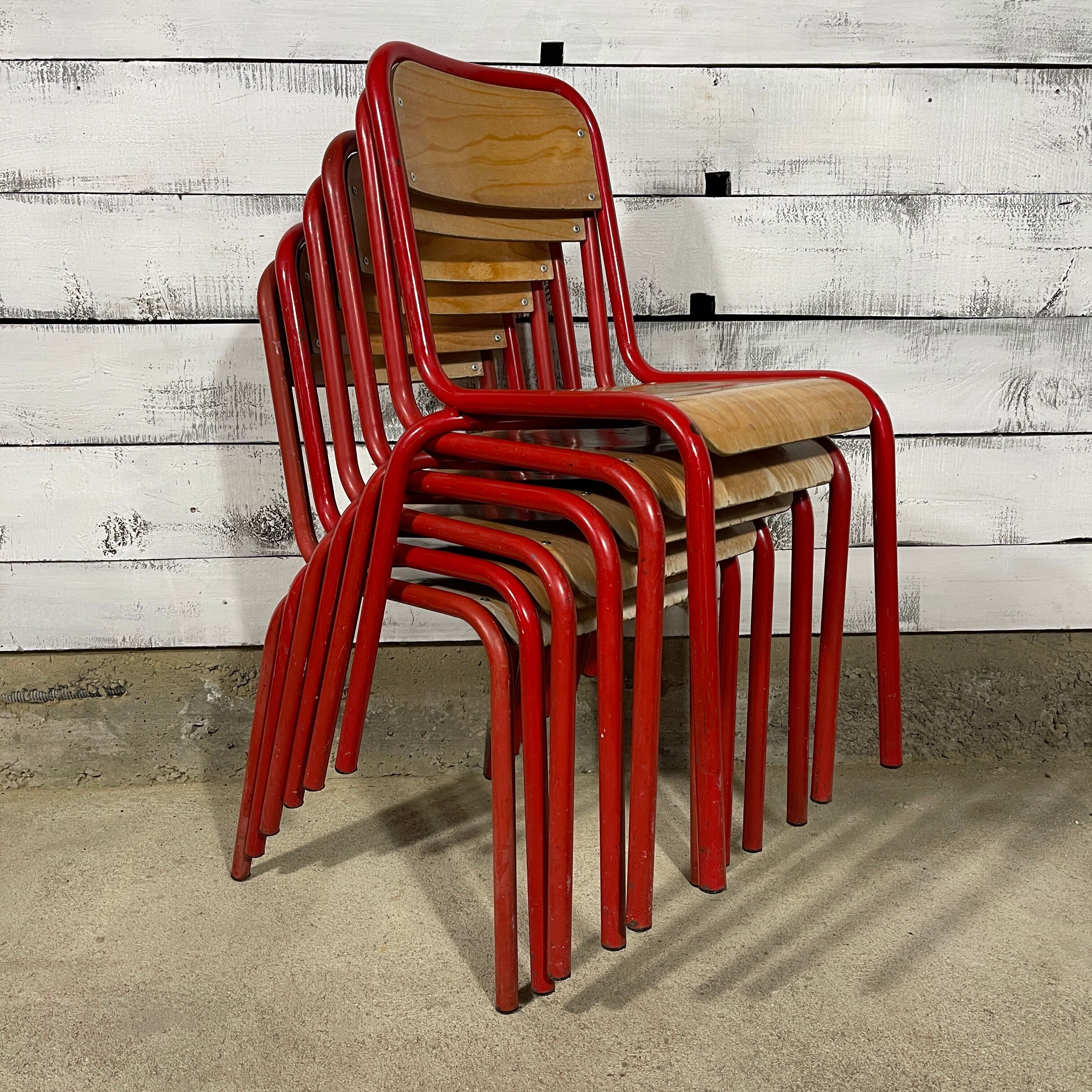 Series of 6 school chairs