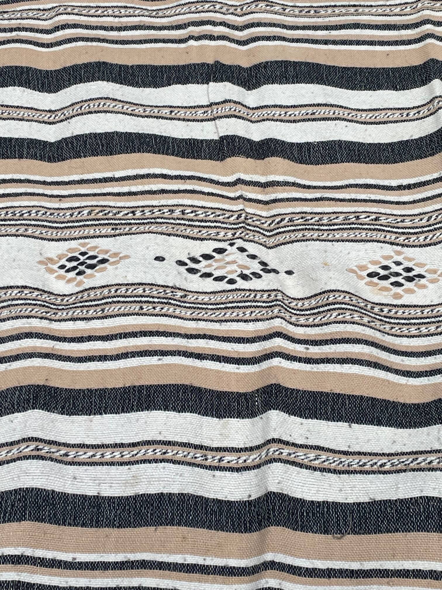 Algerian striped wool blanket or sofa cover with central motif