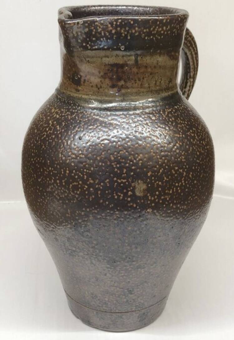 Metallic brown stoneware vase
