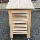 Scandinavian solid wood sideboard on wheels 85cm