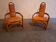 Set de fauteuils en bambou et cuir années 60'S