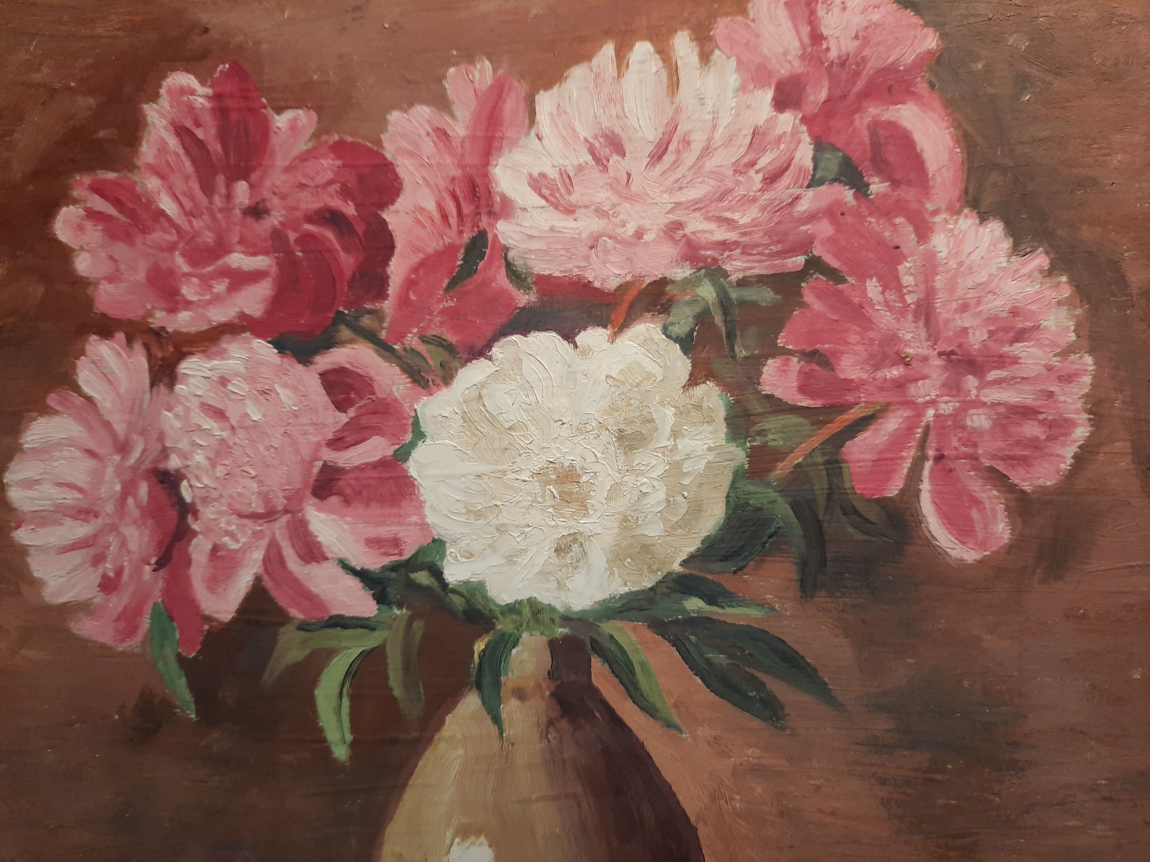 Table still life with peonies
