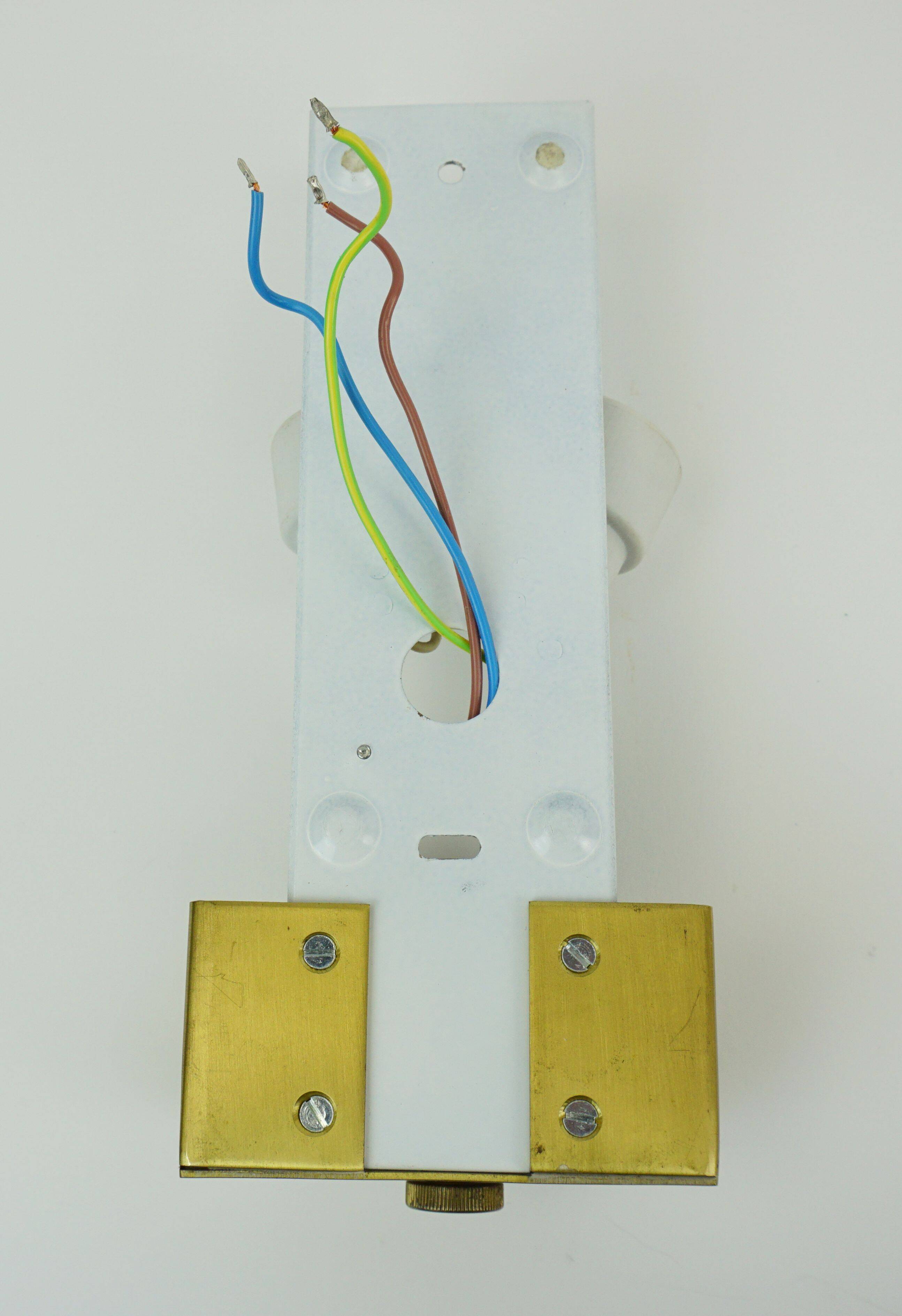 no. 1 of 2  mid century modern SCONCE wall lamp lustrous glass shell brass