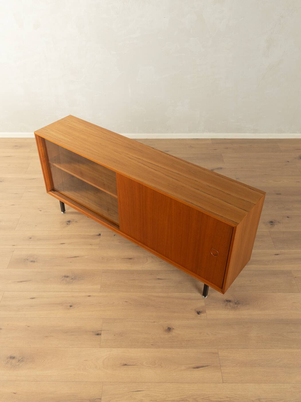 Classic sideboard by Lothar Wegner, 1960s, teak veneer, glass sliding door