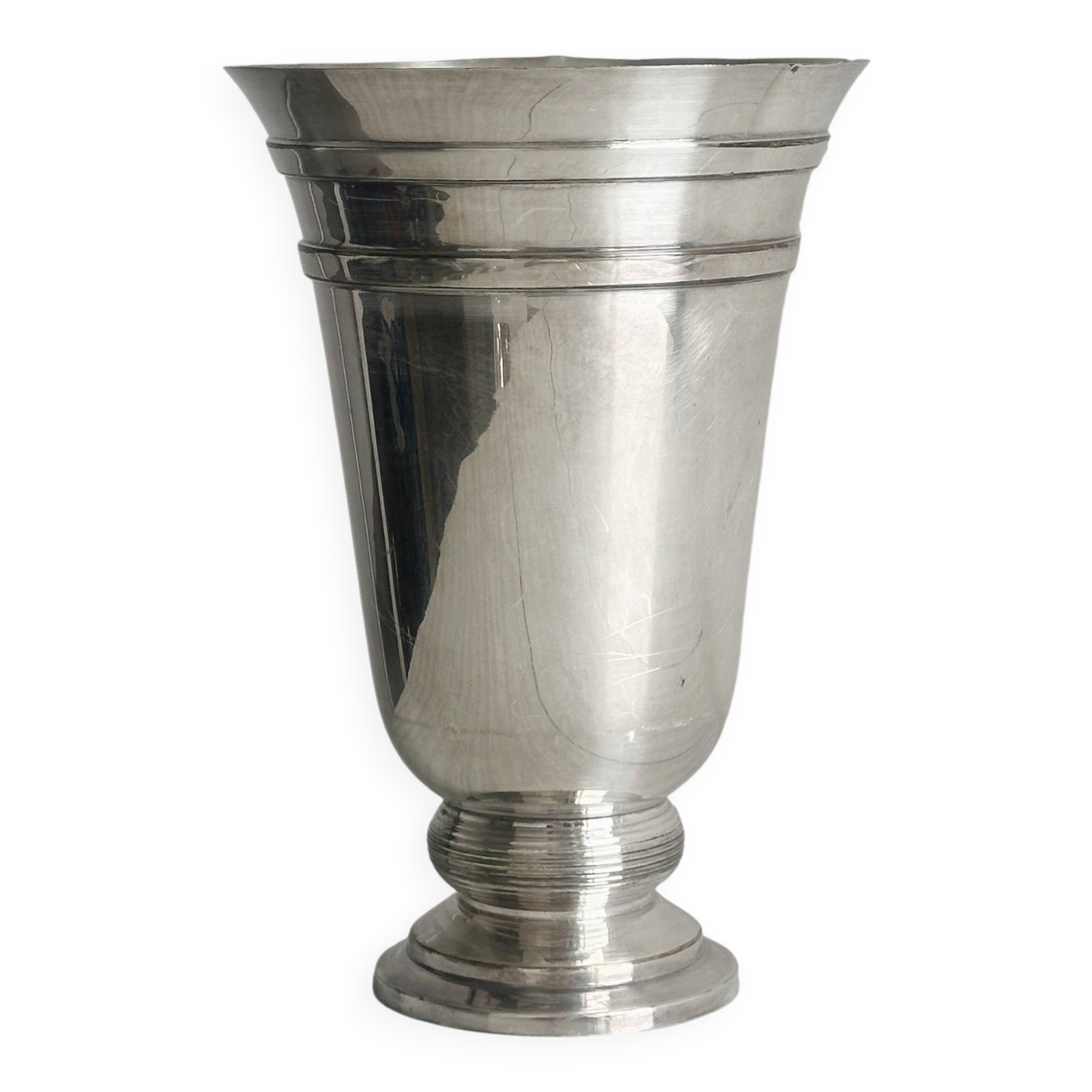Antique shiny metal vase