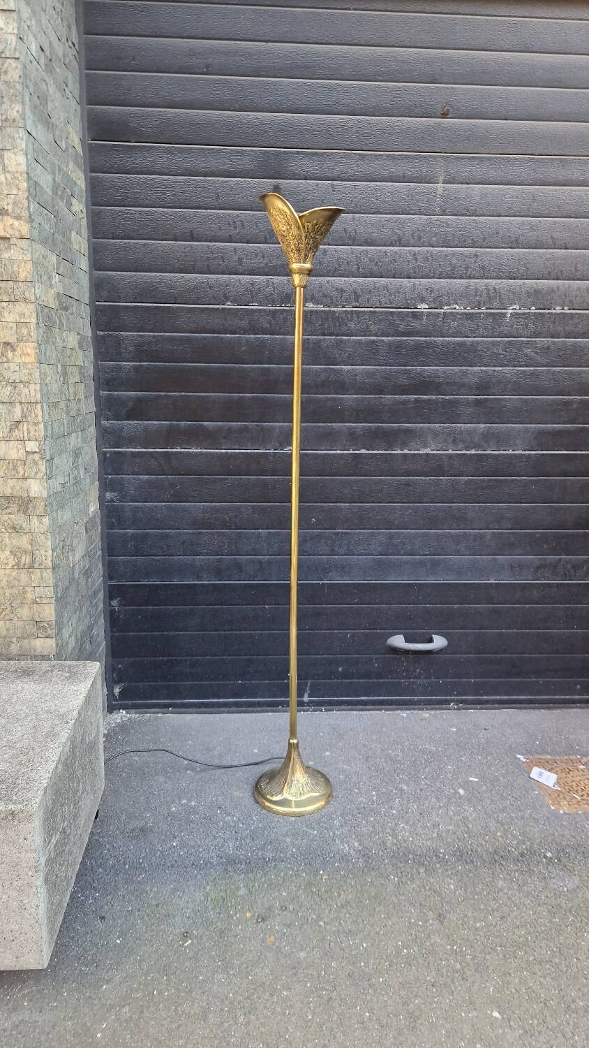 Flower floor lamp bronze sculpture 70's 80's