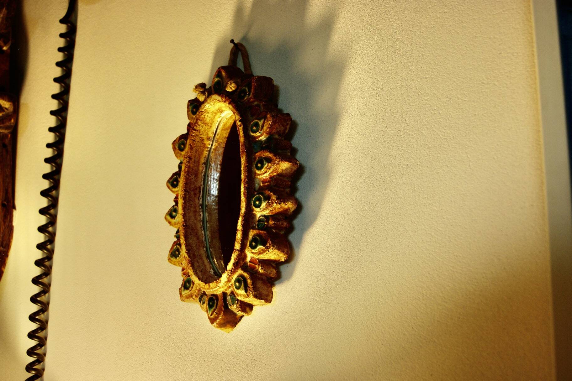 Vintage cabochon mirror by georges pelletier for la roue vallauris 1950