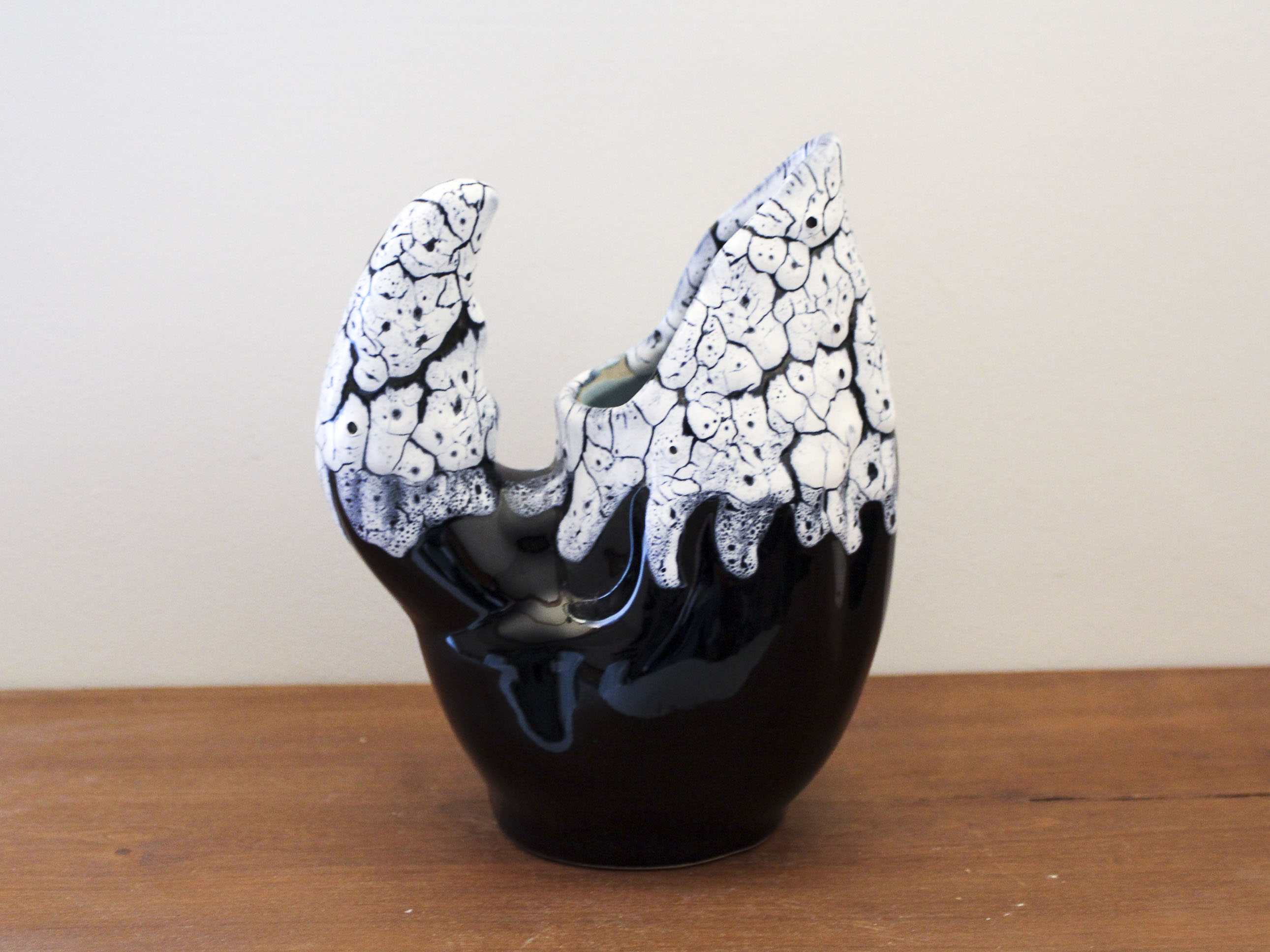 Black and white ceramic pitcher