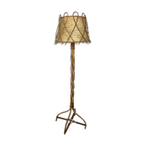 Vintage 60s handmade rattan floor lamp