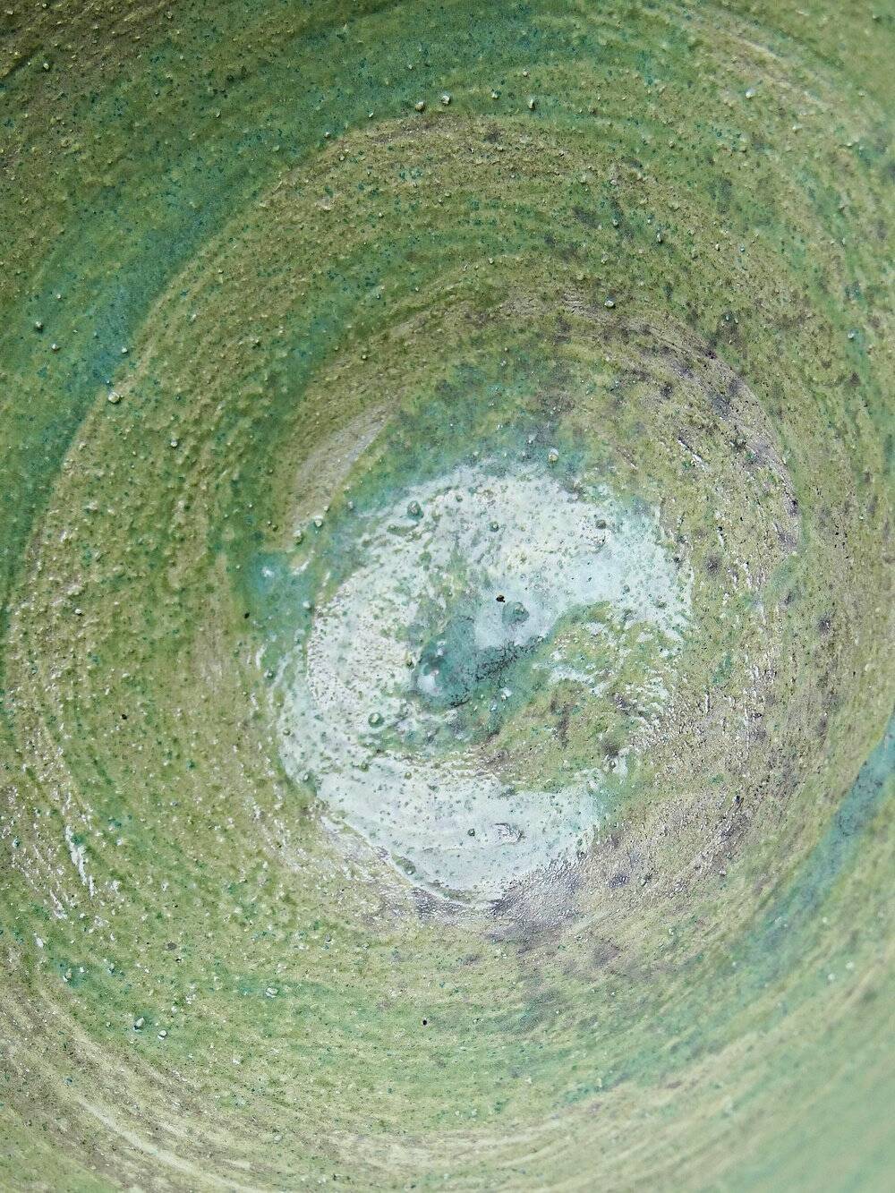 Vintage XX-XIXth century celadon blue-green ceramic artisan bowl wabi-sabi.