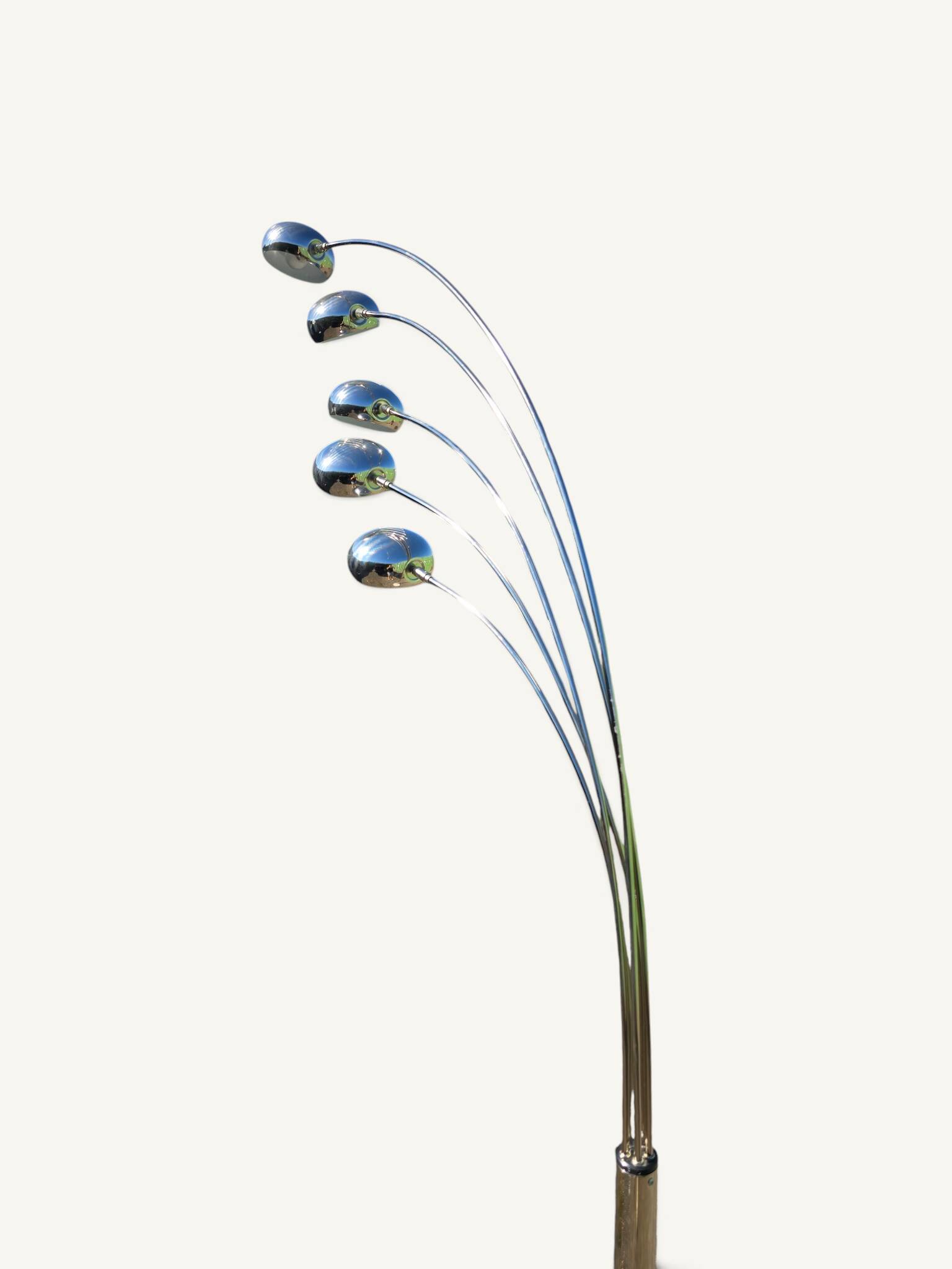 Vintage floor lamp with five chrome arms and a marble base.