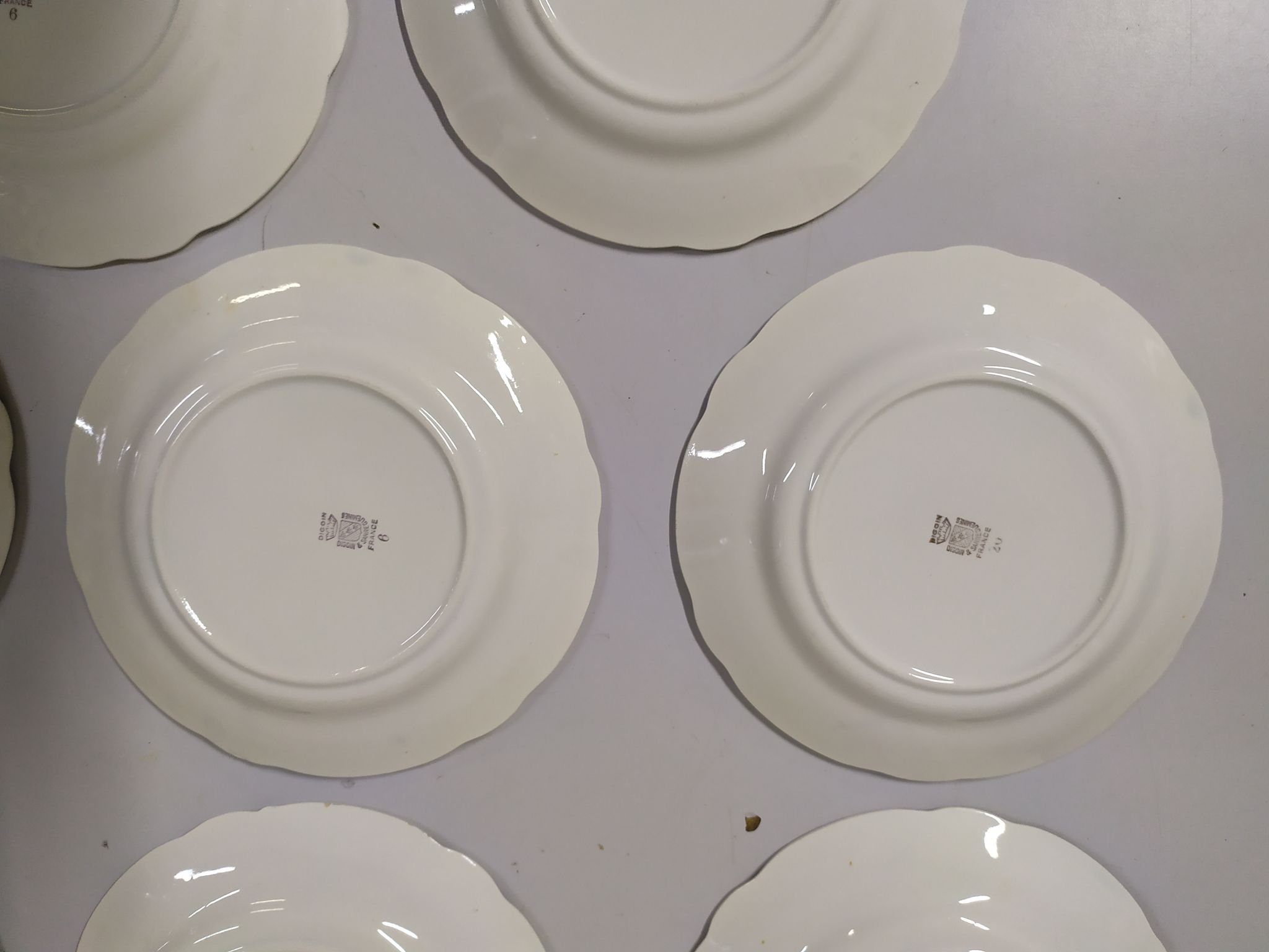 Lot of 10 plates a dessert Sarreguemines digoin Flowers pink lined golden